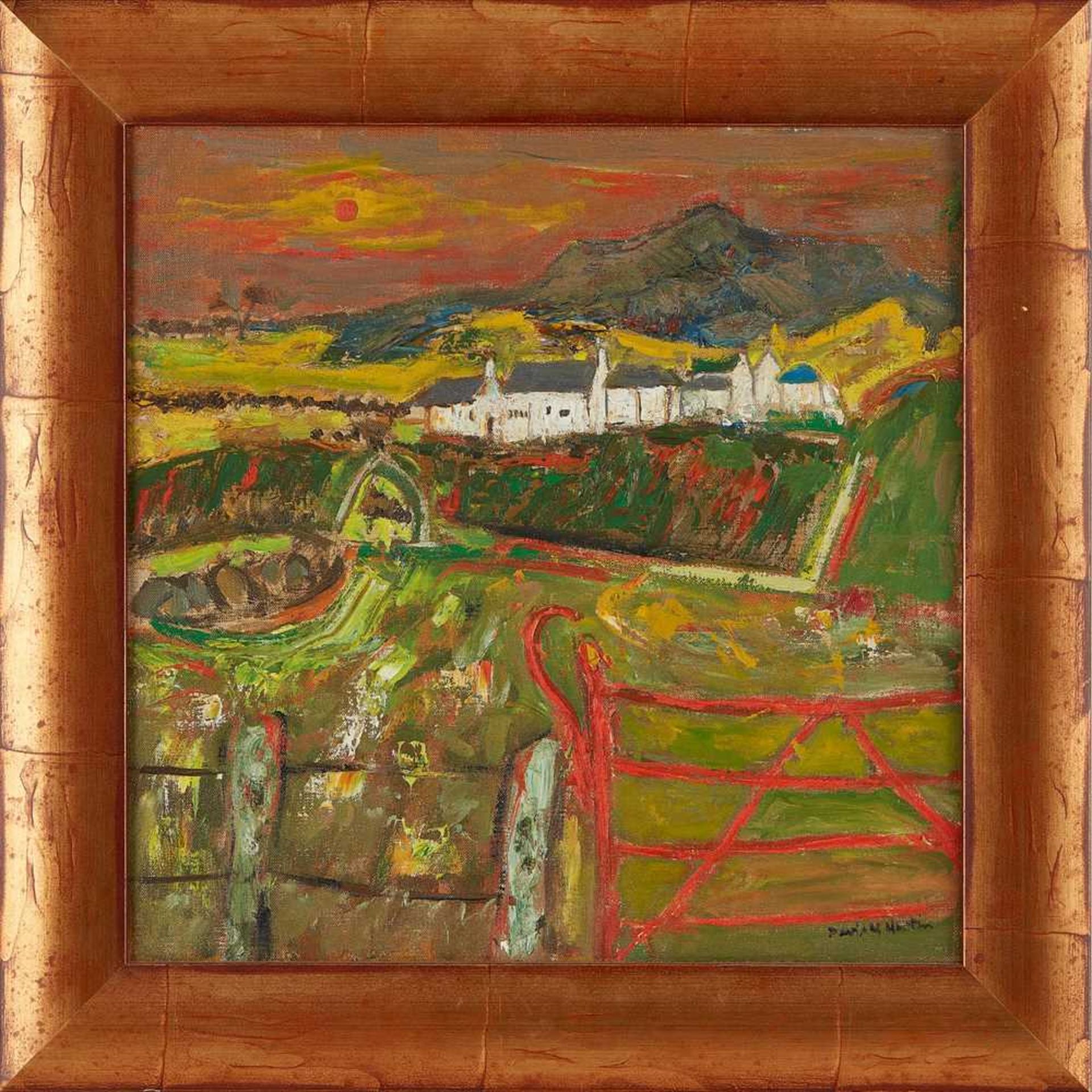 § David Mcleod Martin R.S.W., R.G.I., S.S.A (Scottish 1922-2018) The Red Gate Signed, oil on - Image 2 of 2