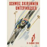 MARTIN PEIKERT (1901-1975) SCHWEIZ. SKIRENNEN UNTERWASSER lithograph, 1939, condition A; not