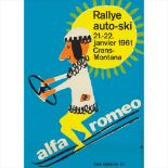 ROLAND ZAHND ALFA ROMEO RALLYE silkscreen, 1961, condition A; not backed (Dimensions: 70cm x 50cm (