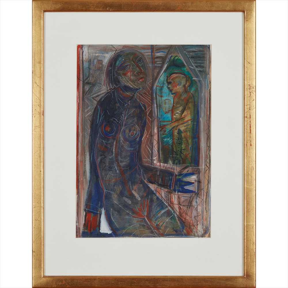 § JOYCE CAIRNS P.R.S.A., R.S.A., R.S.A., M.A. (R.C.A.) (SCOTTISH B.1947) TWO FIGURES Mixed media ( - Image 2 of 2
