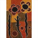 Terence Bennett (20th Century Aboriginal) Snake and Goanna Inscribed verso, acrylic on canvas (