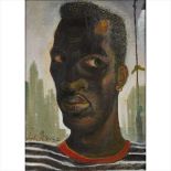 § John Byrne (Scottish B.1940) MEMPHIS Signed, oil on board (Dimensions: 34.5cm x 25.5cm (13.5in x