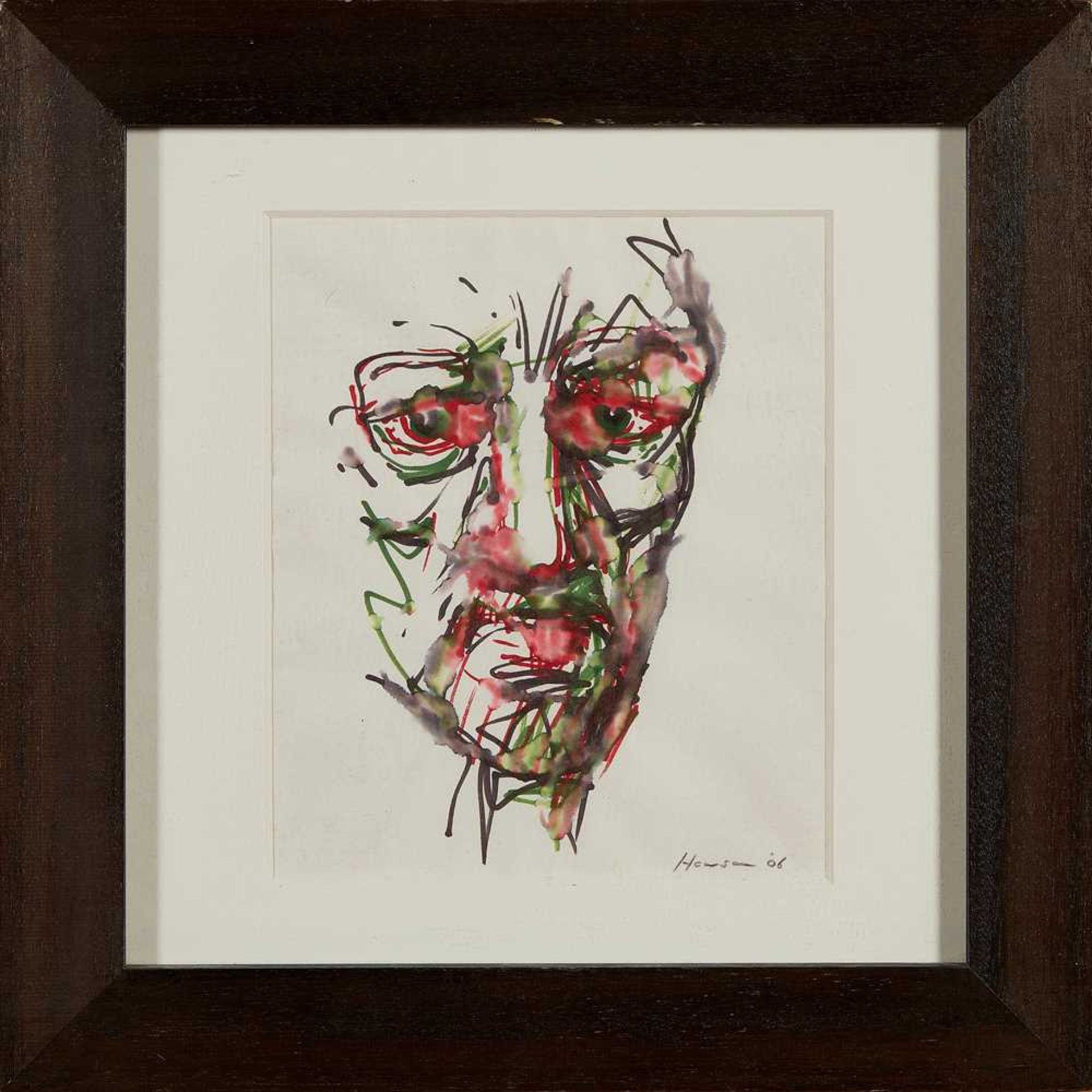 § Peter Howson O.B.E. (Scottish B.1958) Portrait - 2006 Signed and dated, coloured ink and - Image 2 of 2