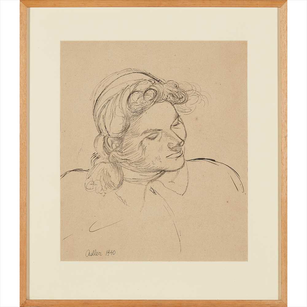 § Jankel Adler (Polish 1895-1949) Portrait - Smiling Woman Signed and dated 1940, indian ink on buff - Image 2 of 2