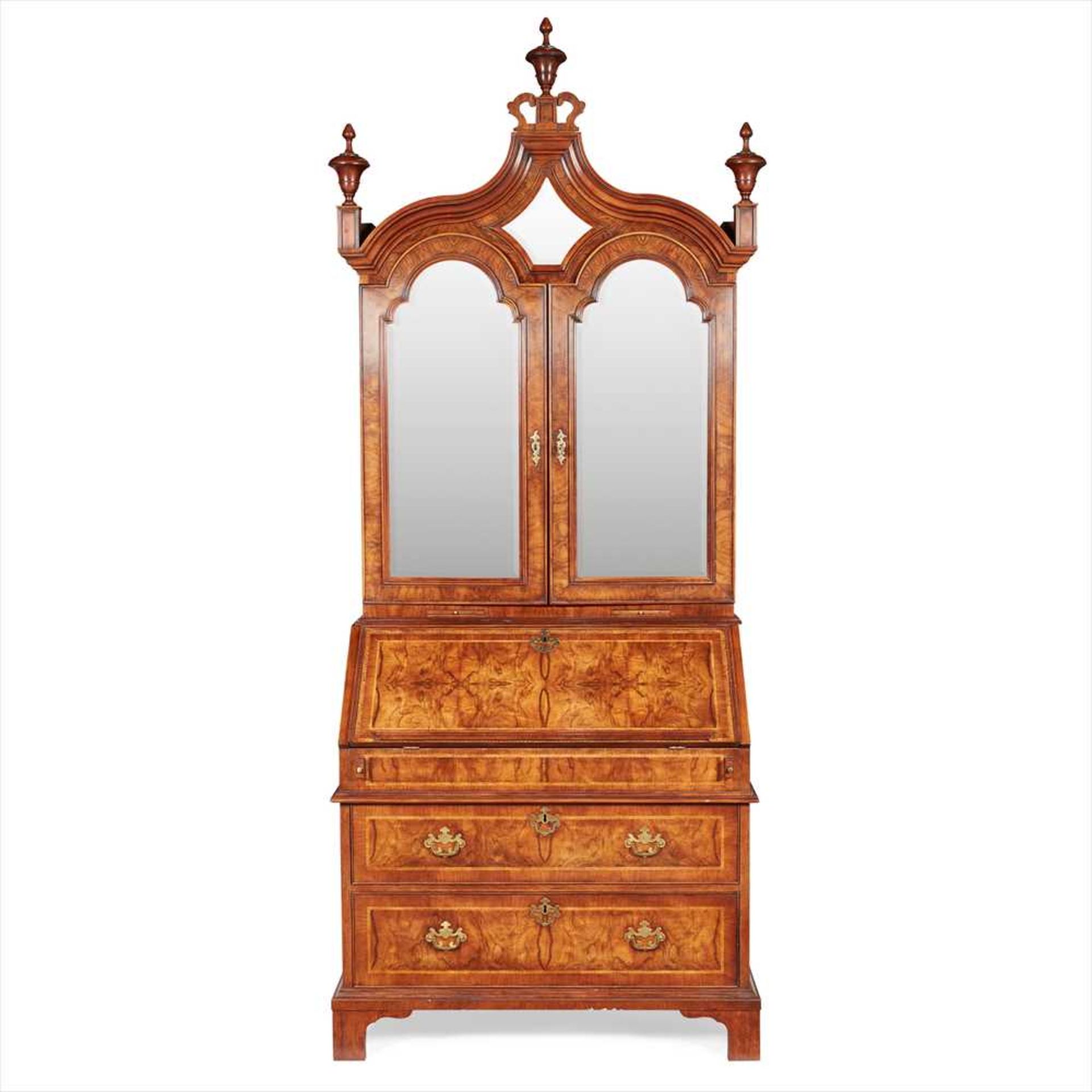 GEORGE I STYLE WALNUT BUREAU BOOKCASE 20TH CENTURY - Image 2 of 3