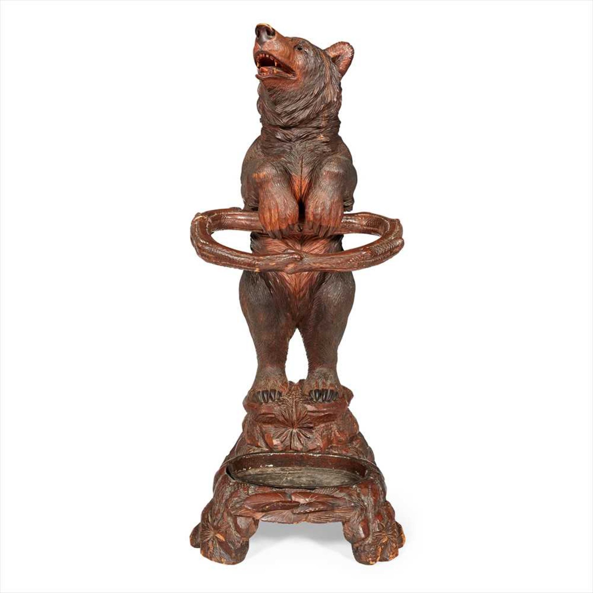 BLACK FOREST CARVED BEAR STICK STAND LATE 19TH CENTURY - Image 2 of 2