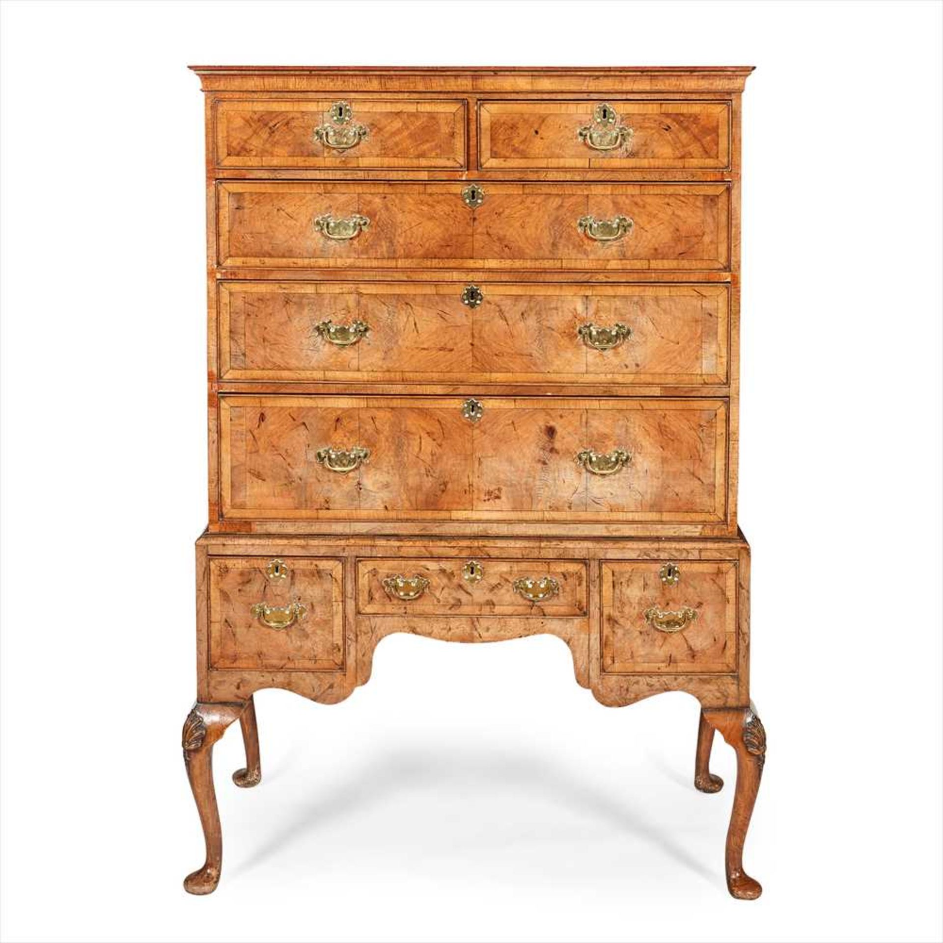 GEORGE II WALNUT CHEST-ON-STAND SECOND QUARTER 18TH CENTURY, AND LATER