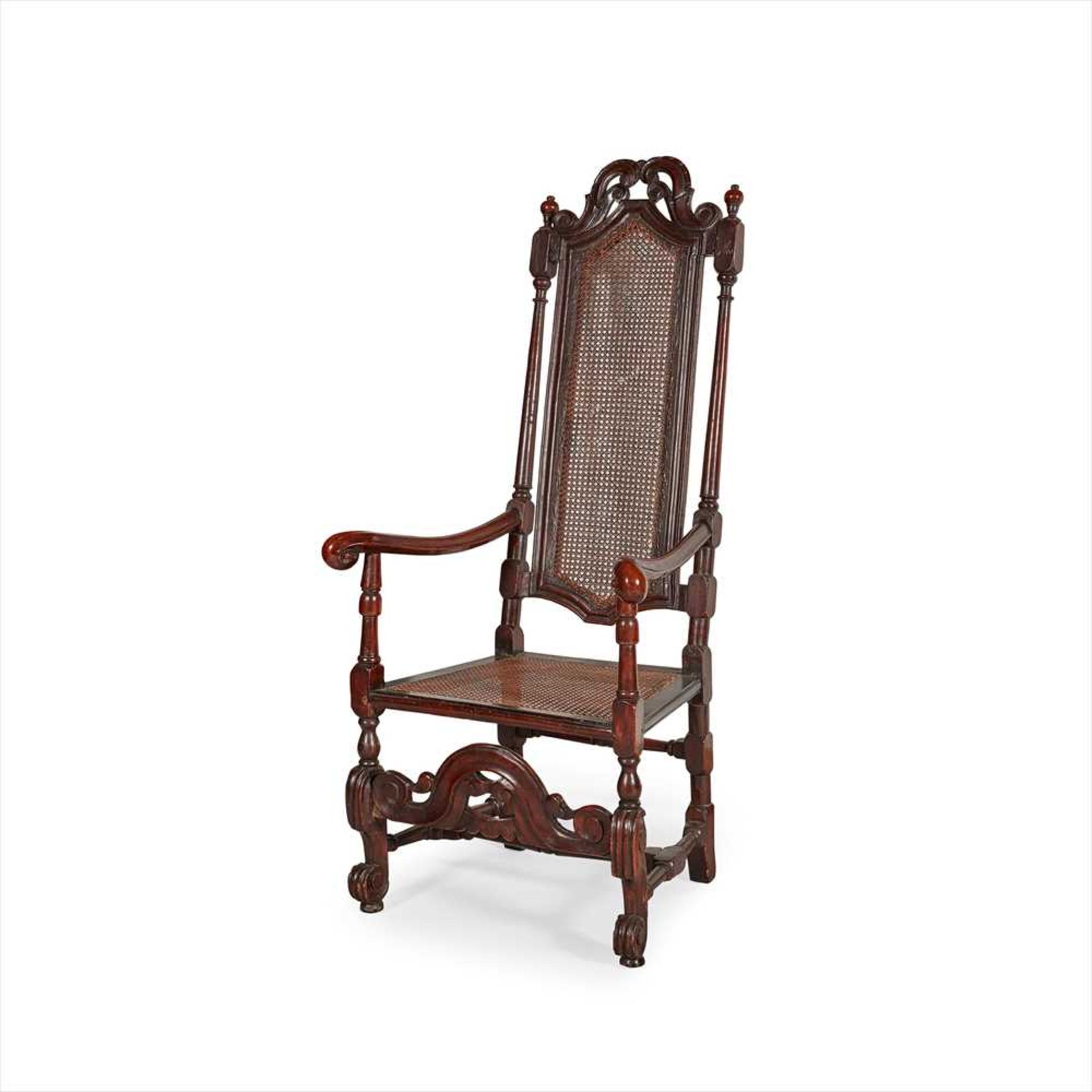 CAROLEAN WALNUT ARMCHAIR EARLY 17TH CENTURY