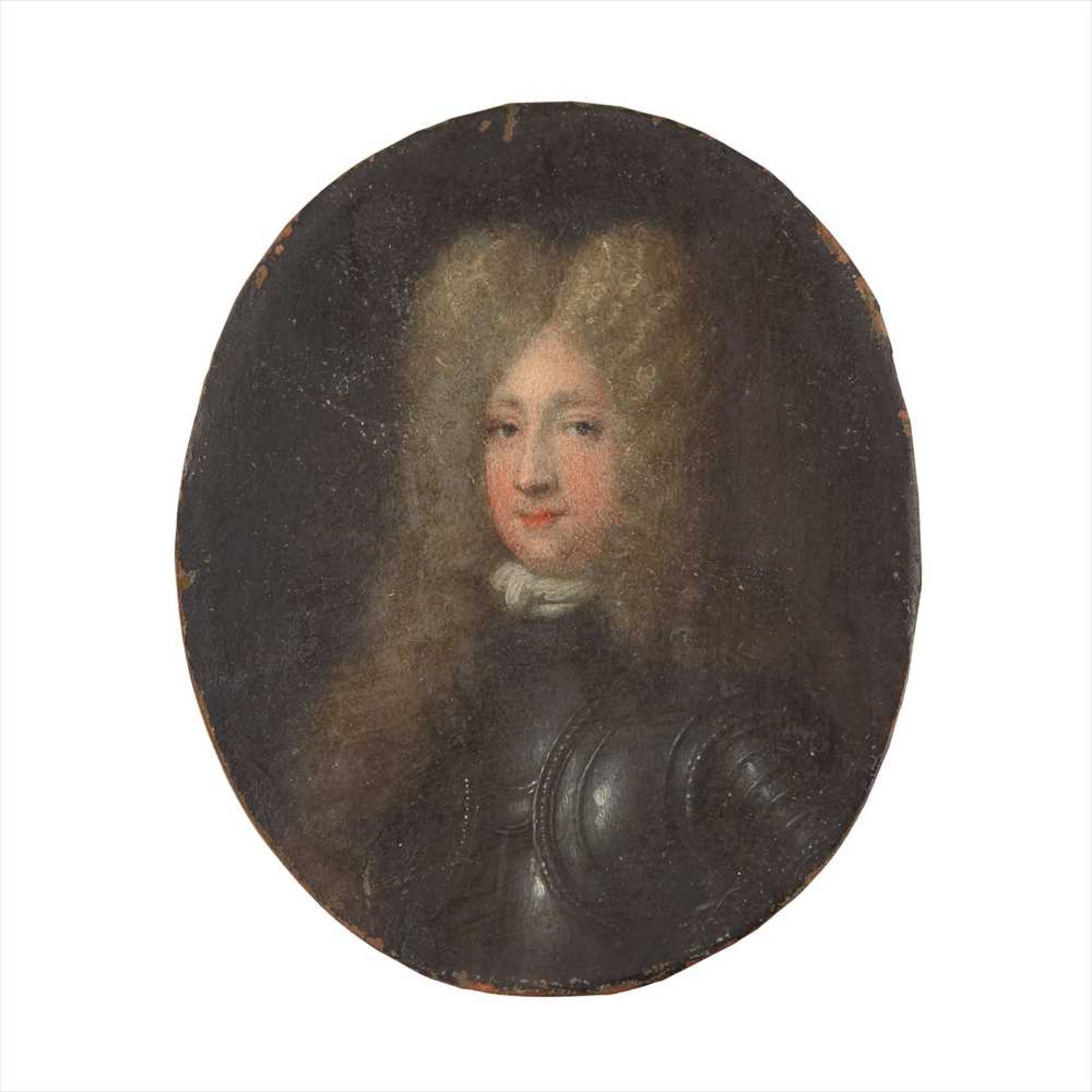 ENGLISH SCHOOL, EARLY 18TH CENTURY PORTRAIT MINIATURE OF A GENTLEMAN WEARING ARMOUR