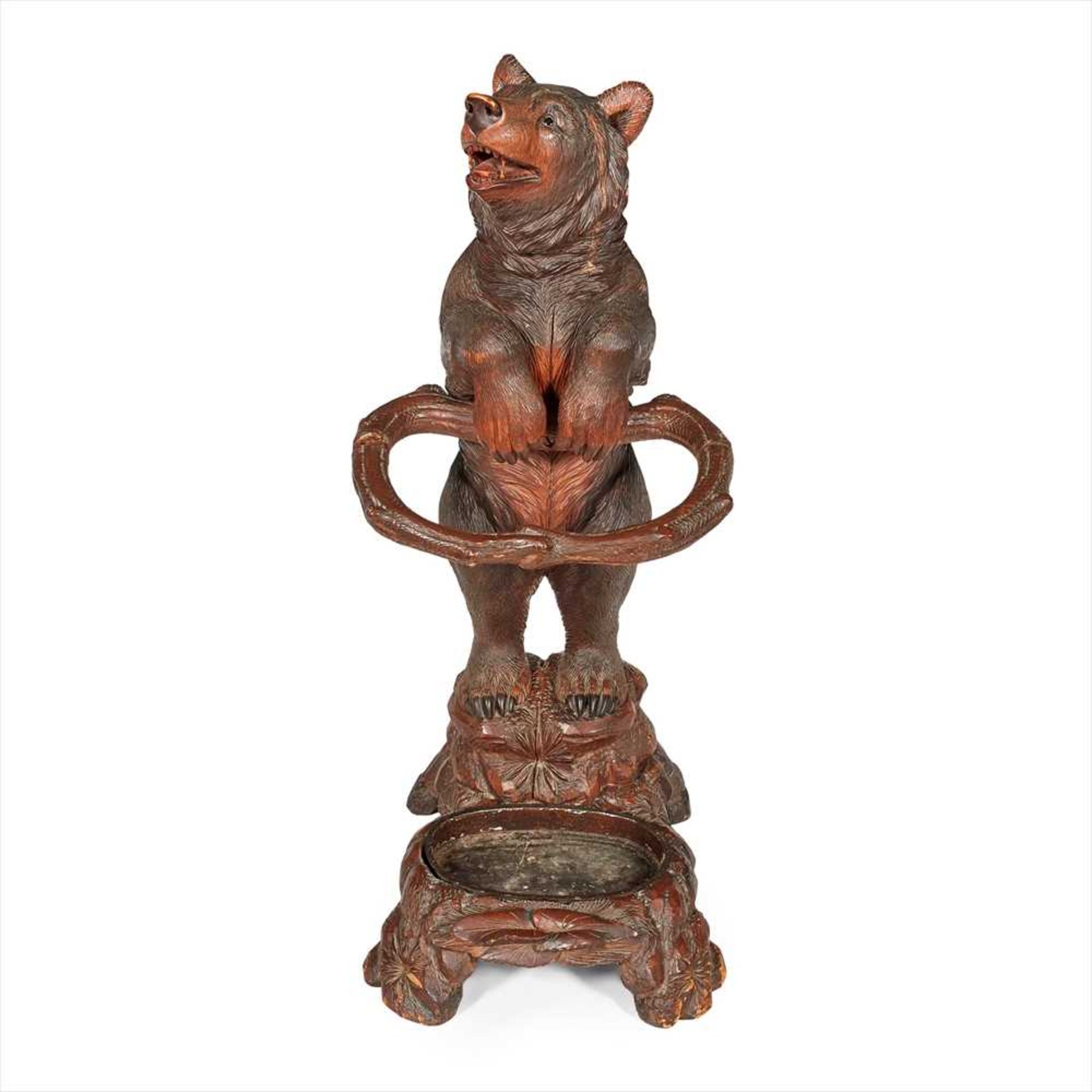 BLACK FOREST CARVED BEAR STICK STAND LATE 19TH CENTURY