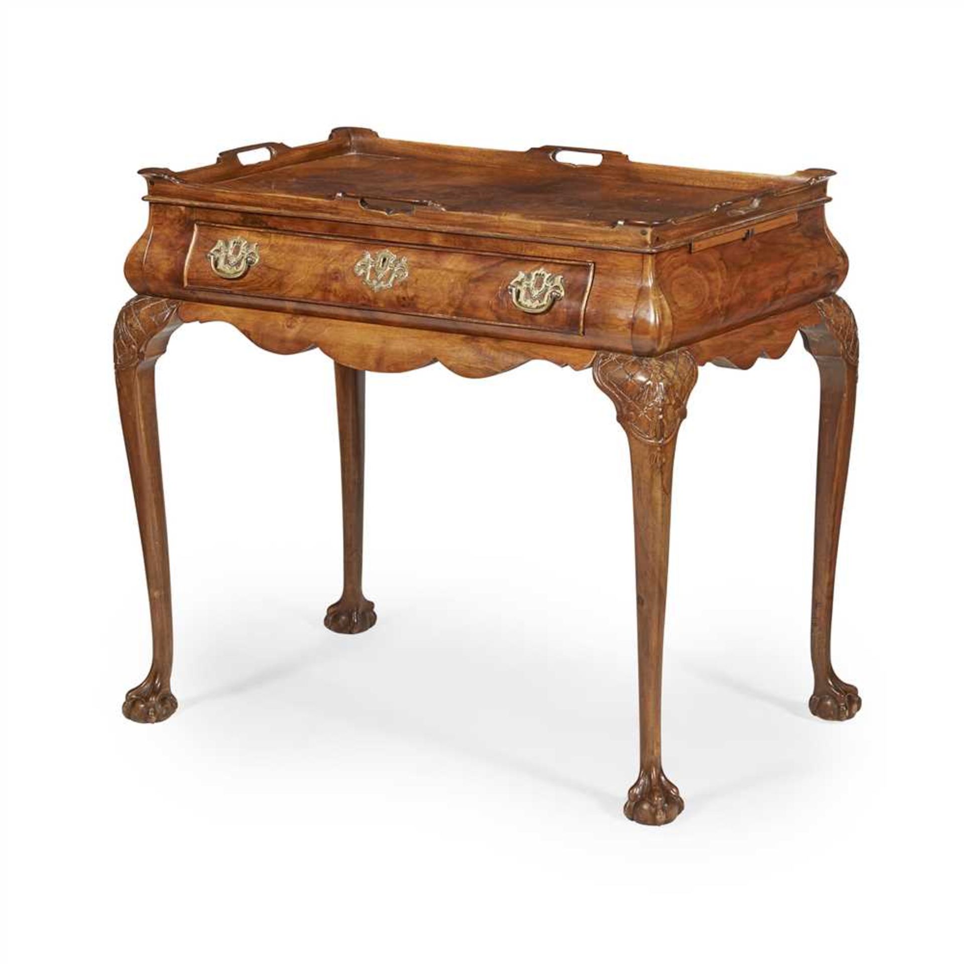 GEORGE II STYLE WALNUT TRAY TOP TEA TABLE LATE 19TH CENTURY