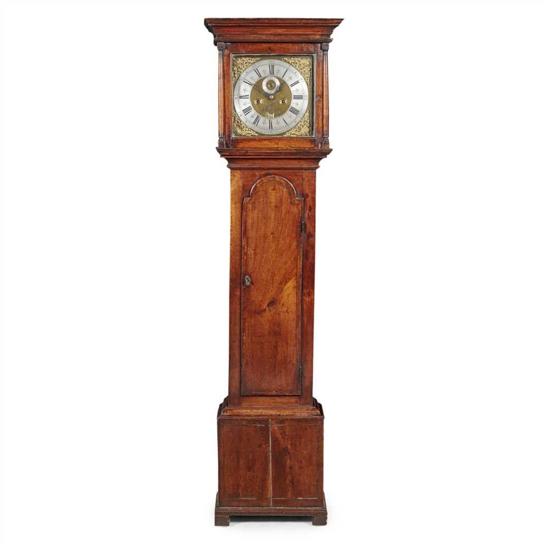 GEORGIAN MAHOGANY AND WALNUT LONGCASE CLOCK, EDWARD PATRICK, LONDON EARLY 18TH CENTURY