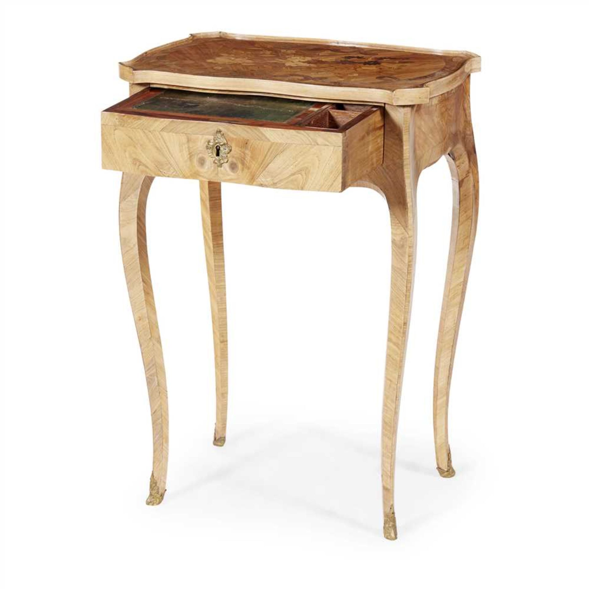 FRENCH KINGWOOD AND MARQUETRY TABLE A ECRIRE LATE 19TH CENTURY - Image 2 of 2