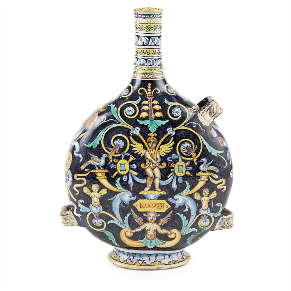 MAIOLICA MOONFLASK, POSSIBLY ITALIAN 19TH CENTURY