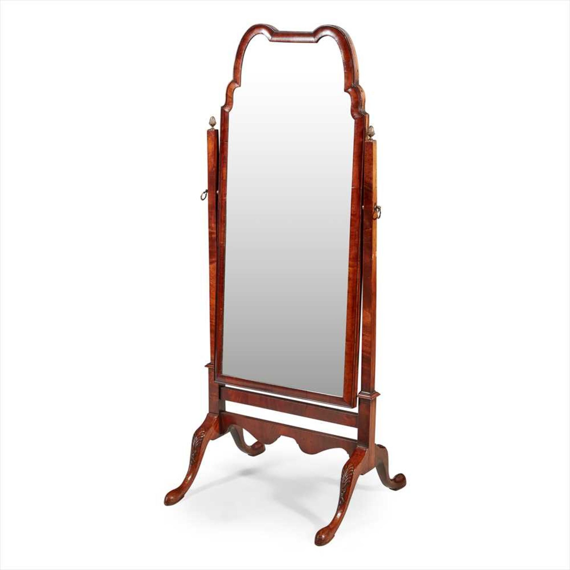 QUEEN ANNE STYLE MAHOGANY CHEVAL MIRROR EARLY 20TH CENTURY