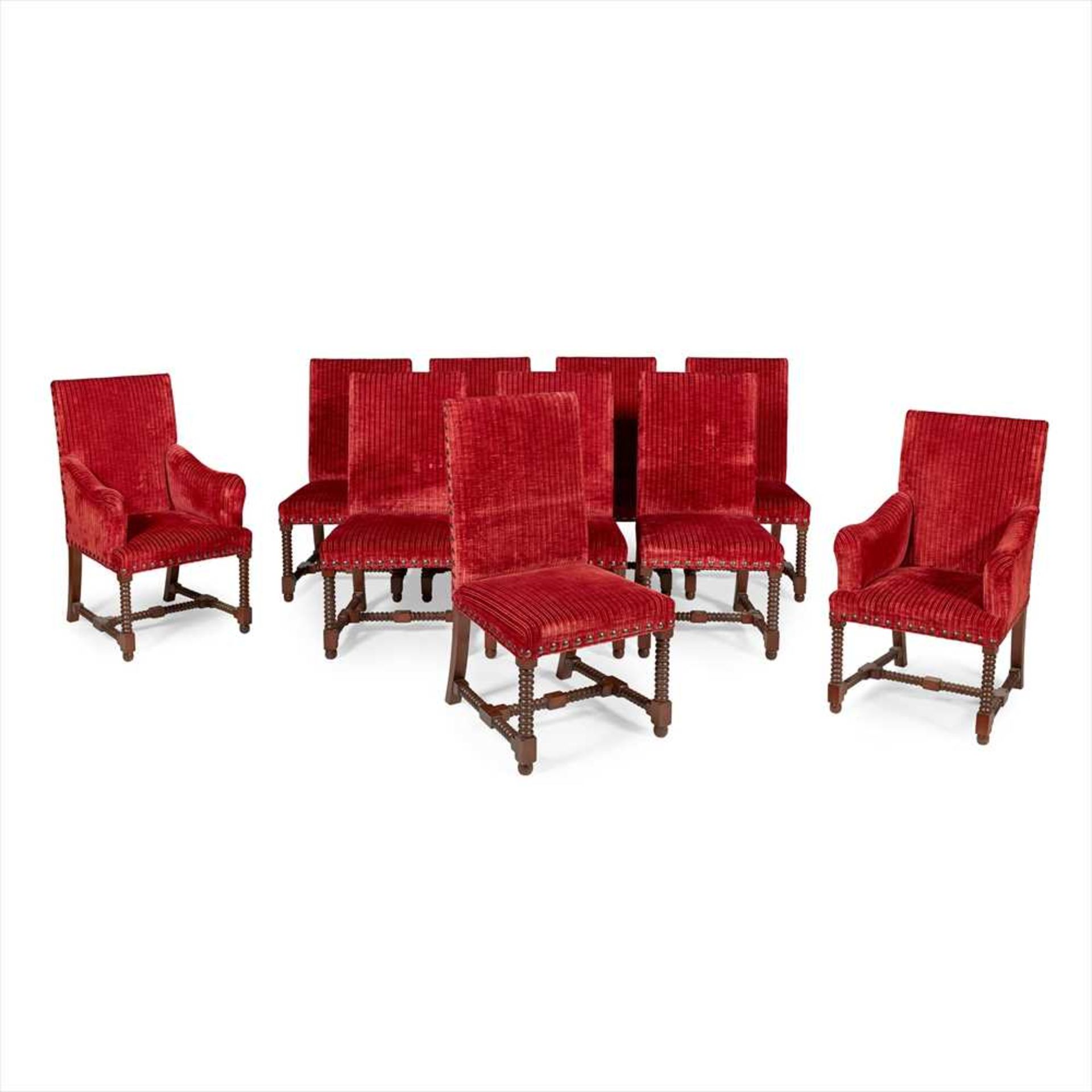 SET OF TEN WILLIAM AND MARY STYLE DINING CHAIRS MODERN