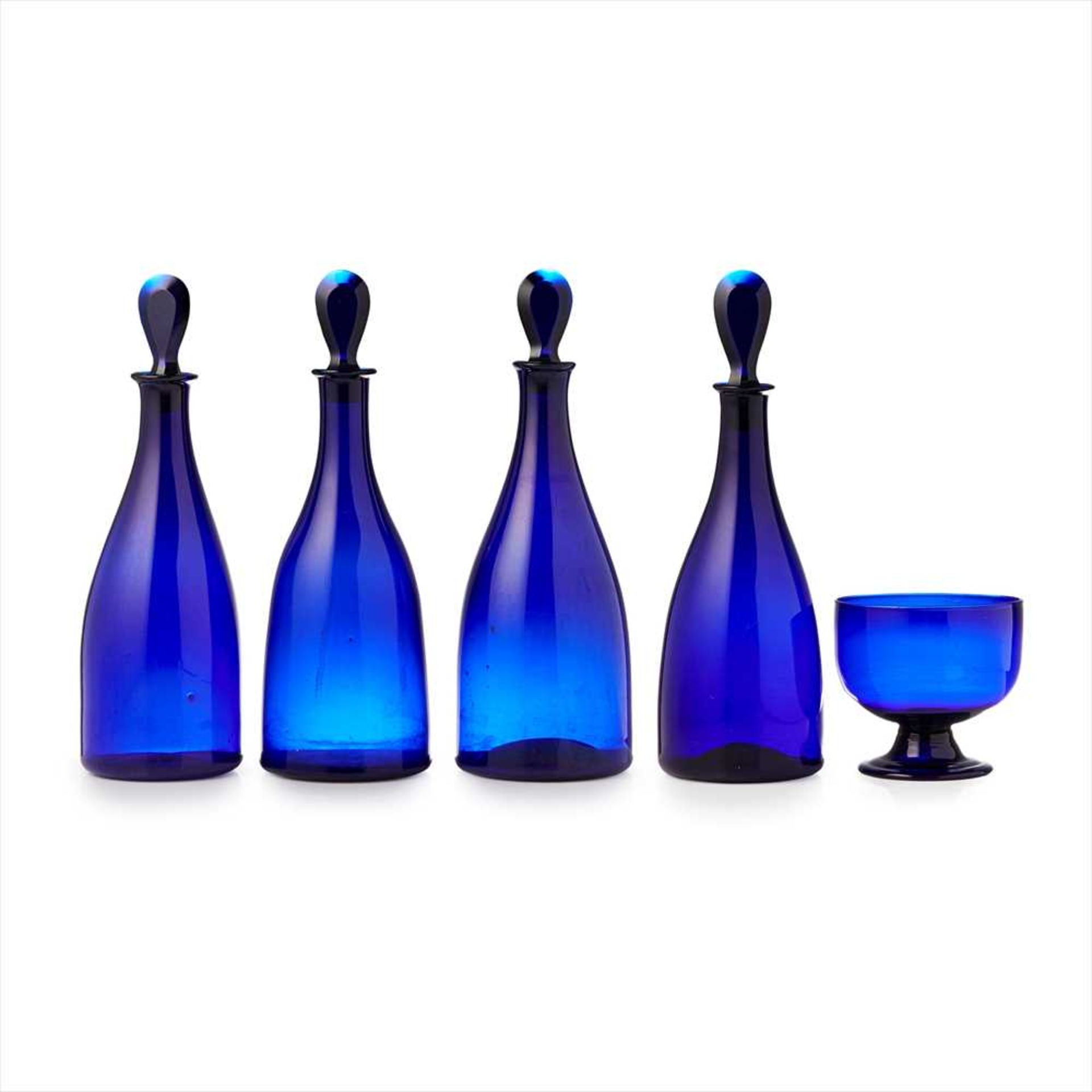 GROUP OF BRISTOL BLUE GLASS LATE 18TH/ EARLY 19TH CENTURY