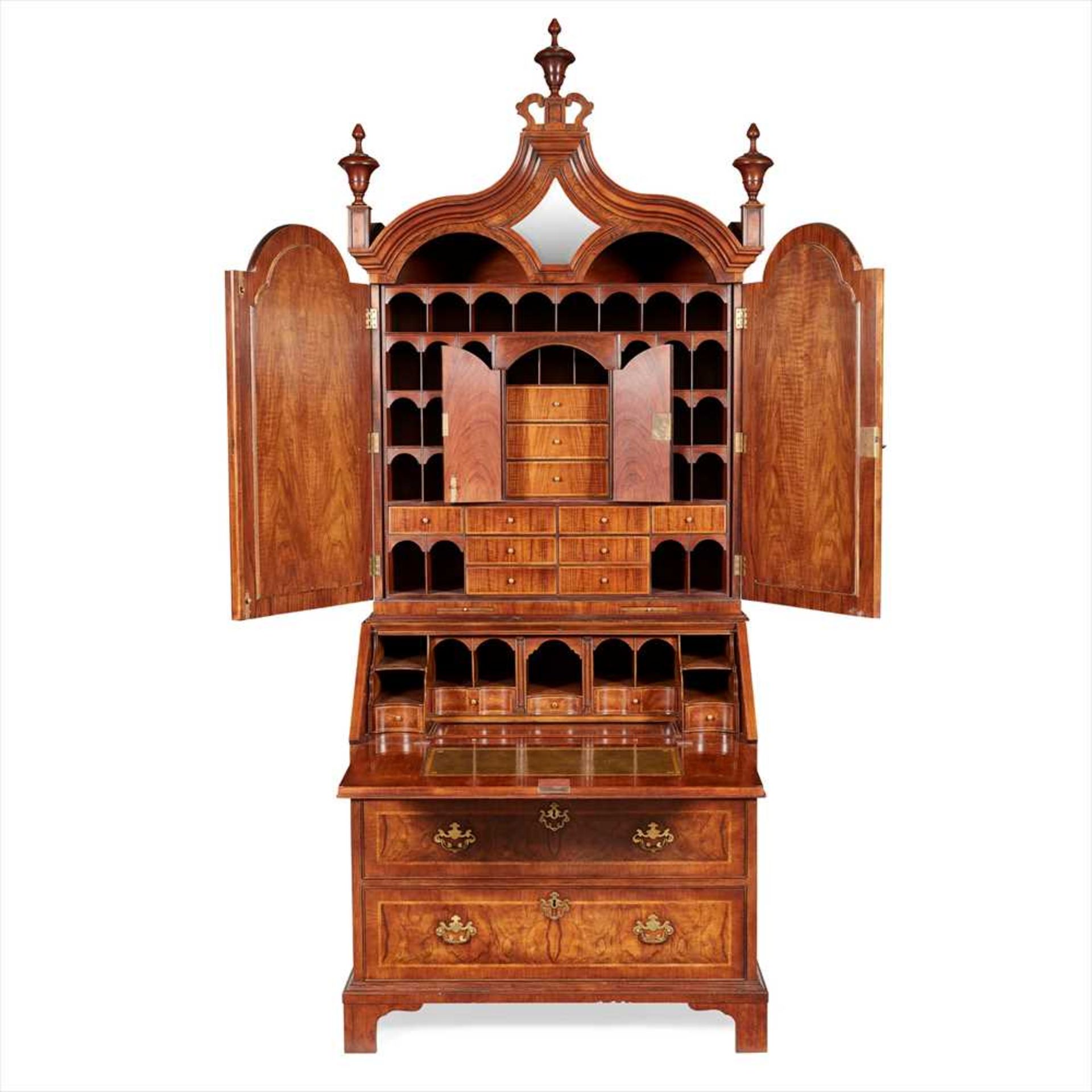 GEORGE I STYLE WALNUT BUREAU BOOKCASE 20TH CENTURY - Image 3 of 3