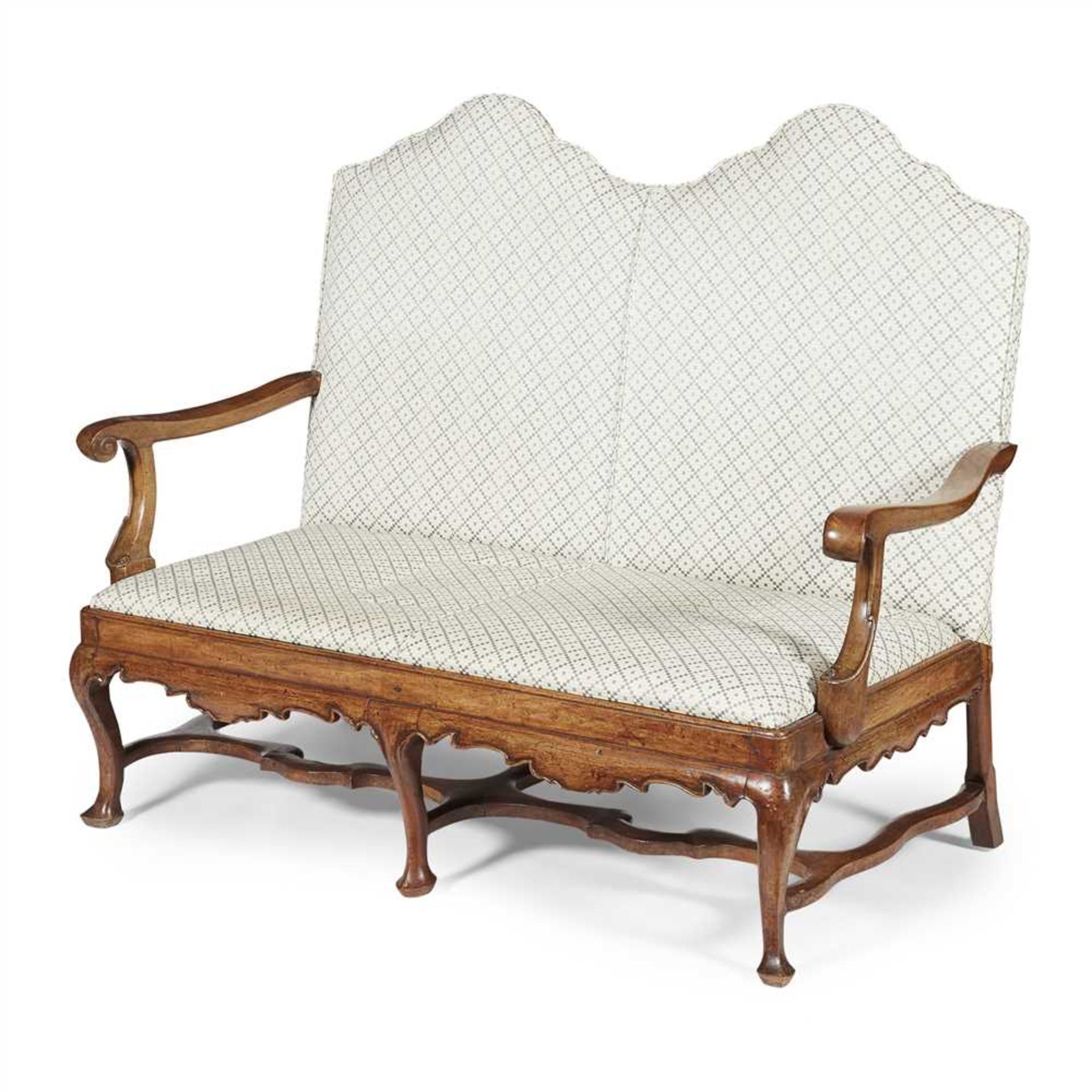 QUEEN ANNE STYLE DOUBLE CHAIRBACK SOFA, MORISON & CO., EDINBURGH LATE 19TH CENTURY