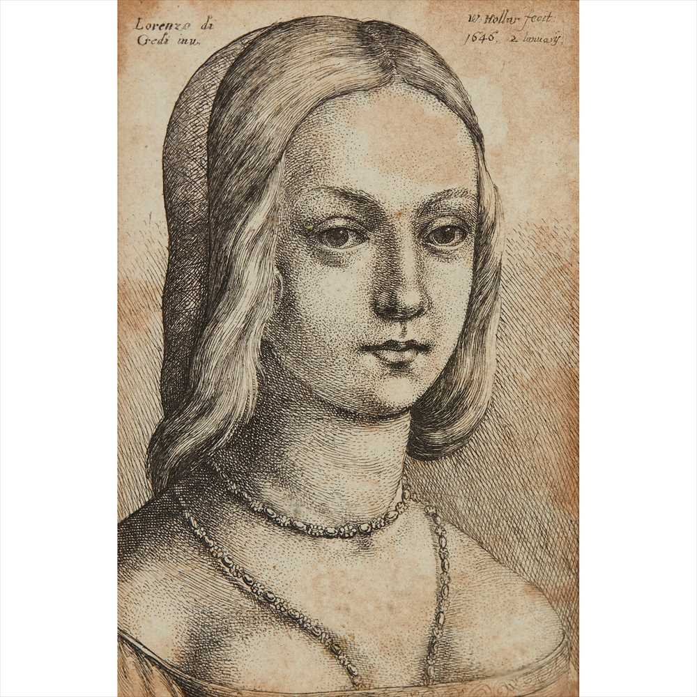 WENCESLAUS HOLLAR (BOHEMIAN 1607-1677) HEAD OF WOMAN, AFTER LORENZO DI CREDI, 1642