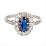 A sapphire and diamond cluster ring