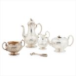 A matched four piece tea and coffee service
