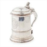 A large Britannia standard lidded tankard