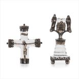 An early/mid 19th century silver mounted rock crystal crucifix