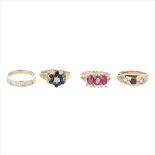 A collection of gem set rings