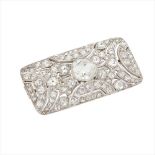 An early 20th century diamond set plaque brooch