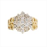 A diamond set cluster ring