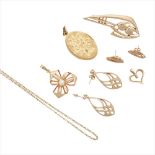 A collection of 9ct gold jewellery, Ola Gorie