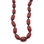 An imitation amber bead necklace