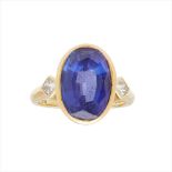 A Tanzanite and diamond set ring, Boodle & Dunthorne