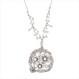 A late Victorian diamond set pendant necklace