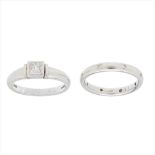 Two diamond set rings