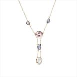 A multi-gem set pendant necklace