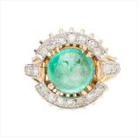 A mid 20th century emerald and diamond set cluster ring