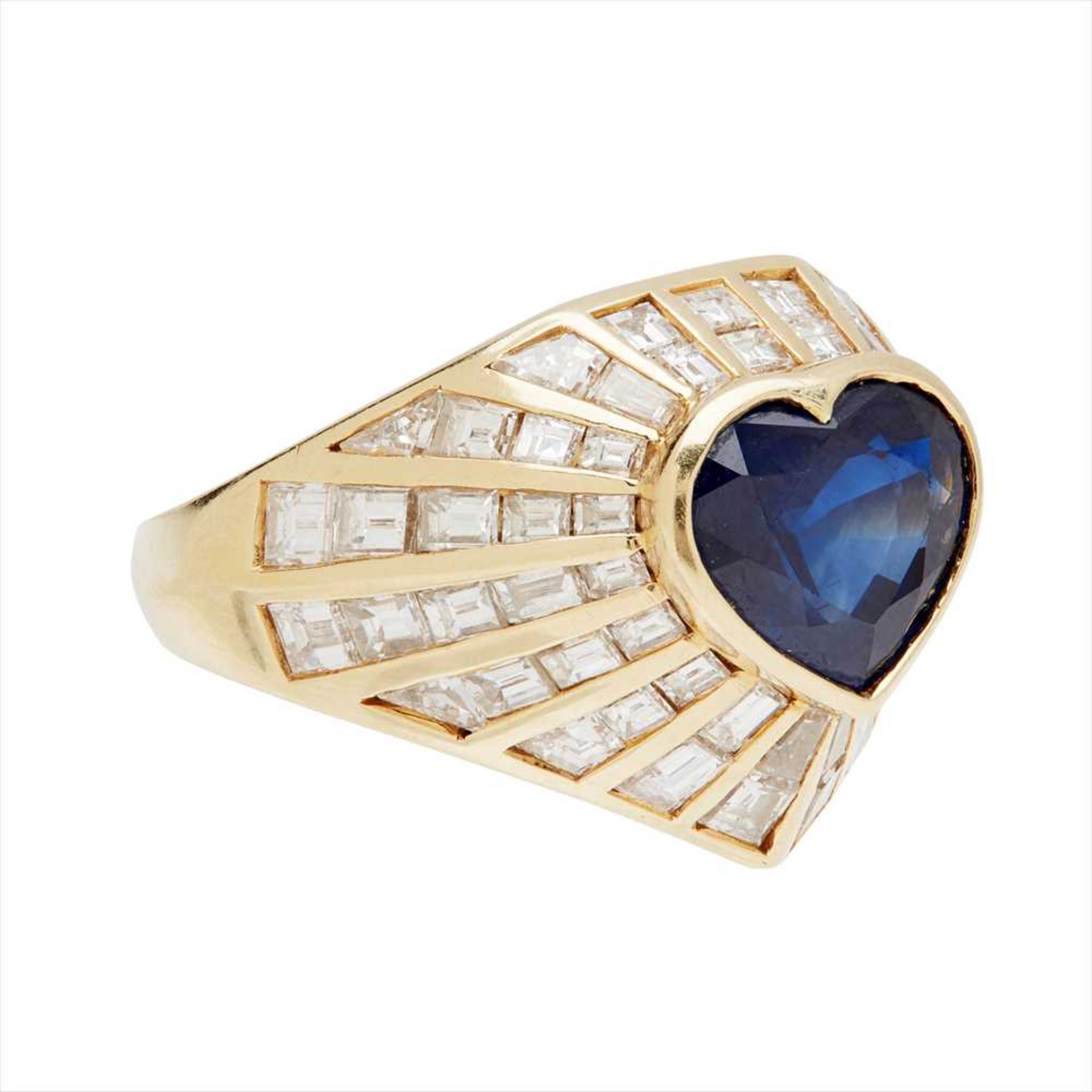 A sapphire and diamond set cocktail ring, Fred - Image 2 of 2