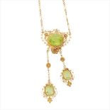 An early 20th century peridot set necklace