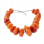 An amber bead necklace