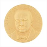 A 22ct gold cased commemorative medal, Sir Winston Churchill