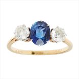 A sapphire and diamond set ring