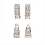 Two pairs of diamond set earrings