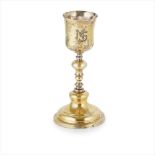 A mid 19th century Portuguese silver gilt chalice