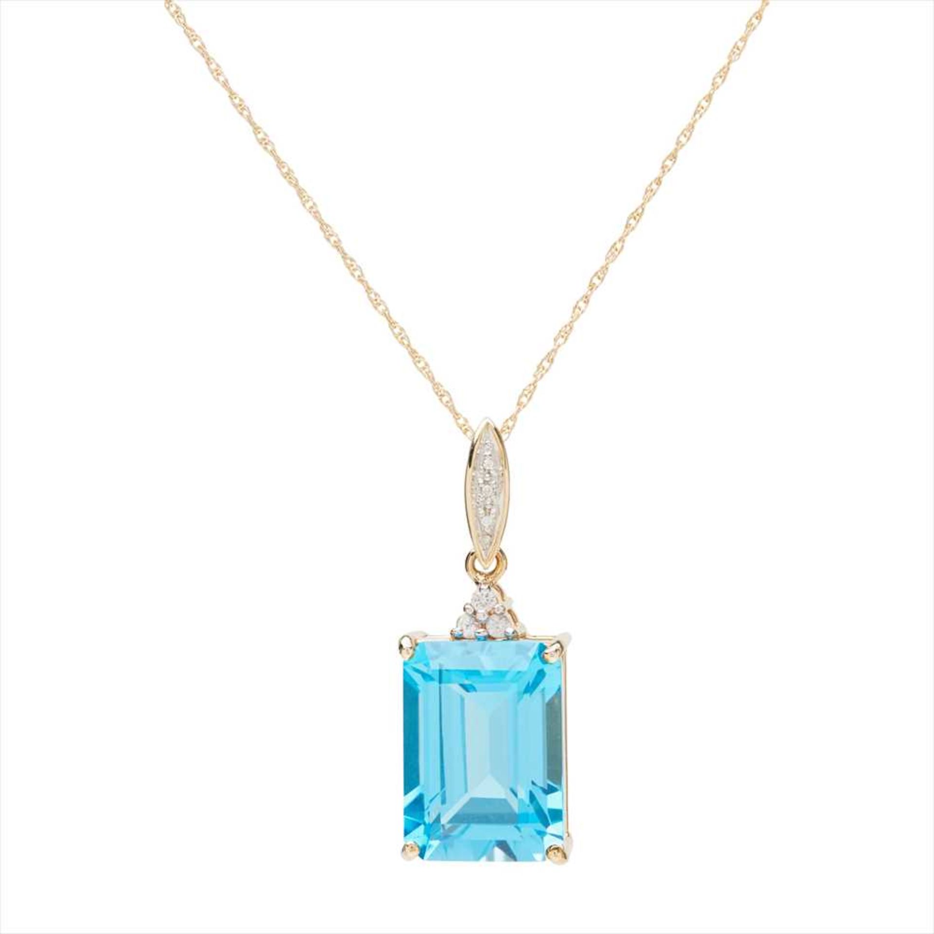 A 9ct gold topaz and diamond set pendant