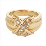 An 18ct gold diamond set 'X' ring, Tiffany & Co