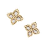 A pair of 18ct gold diamond set cluster earrings, Roberto Coin