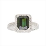 A tourmaline and diamond set cocktail ring