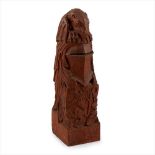 MANNER OF WILLIAM AND ALEXANDER CLOW SCOTTISH ARTS & CRAFTS CARVED OAK NEWEL POST FINIAL, CIRCA